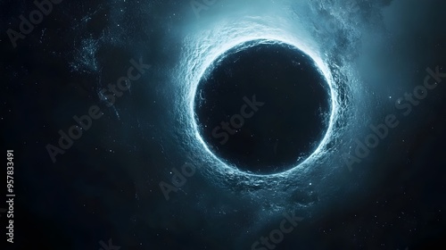 Mesmerizing Cosmic Phenomenon of Glowing Black Hole and Bright Circle of Light in Sci Fi Concept