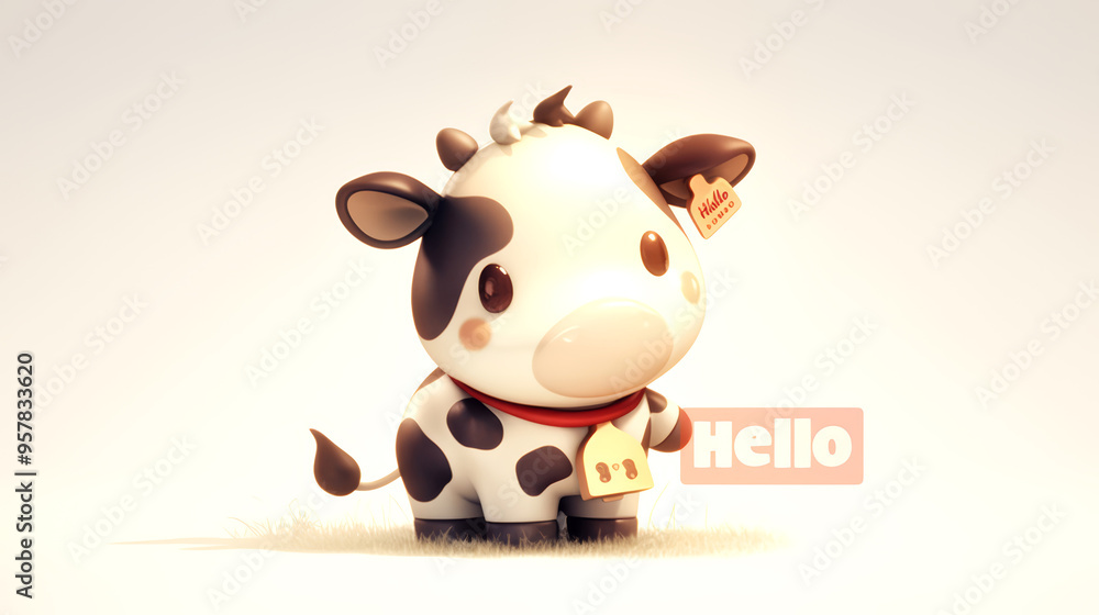 Cute cartoon cow with a house on a white background. 3d illustration. Cute cartoon cow with a house on a white background. 3d illustration.