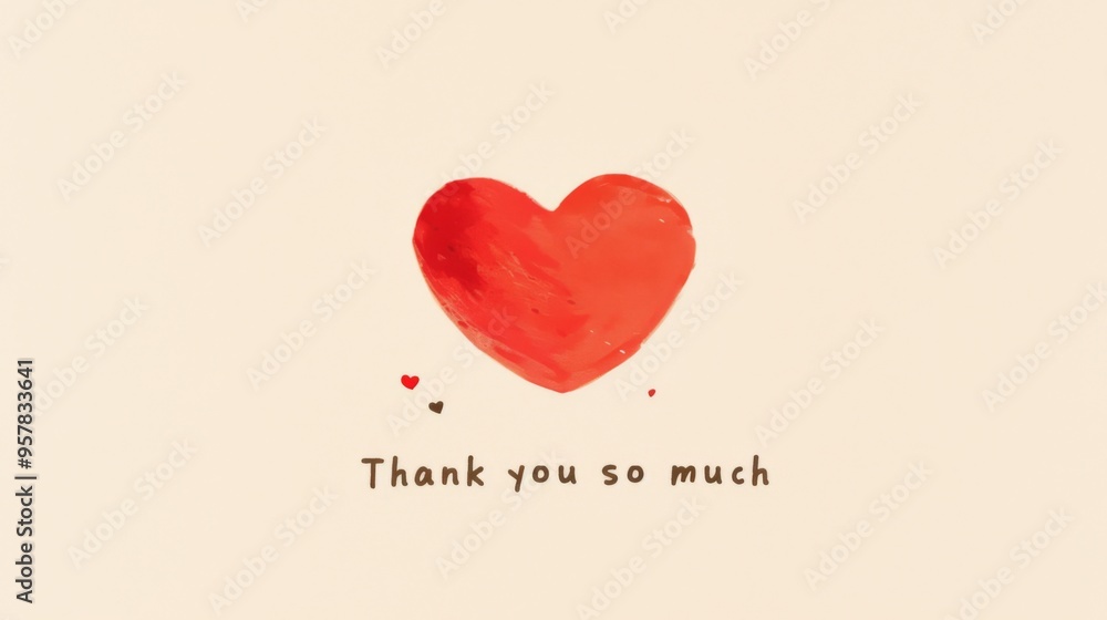 Handwritten Note with 'Thank You So Much...' and Red Heart on White Paper Handwritten Note with 'Thank You So Much...' and Red Heart on White Paper