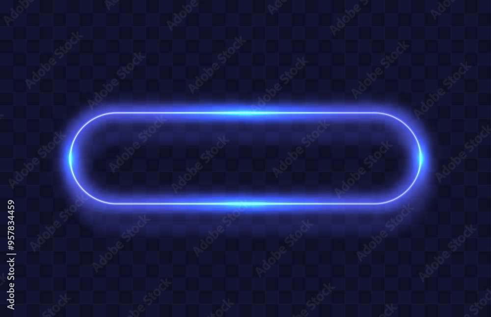 Neon frame, blue lamp, transparent background, line electric. Vector Neon frame, blue lamp, transparent background, line electric. Vector