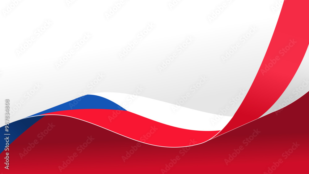 Naklejka premium Waving flag of Czech Republic isolated background, with copy space for text