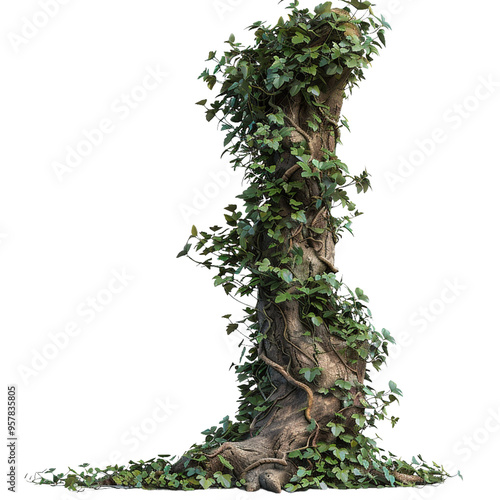 wild creeper vines enveloping an old tree trunk png