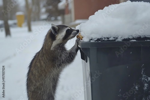 Wallpaper Mural racoon looking for a food in the snow Torontodigital.ca