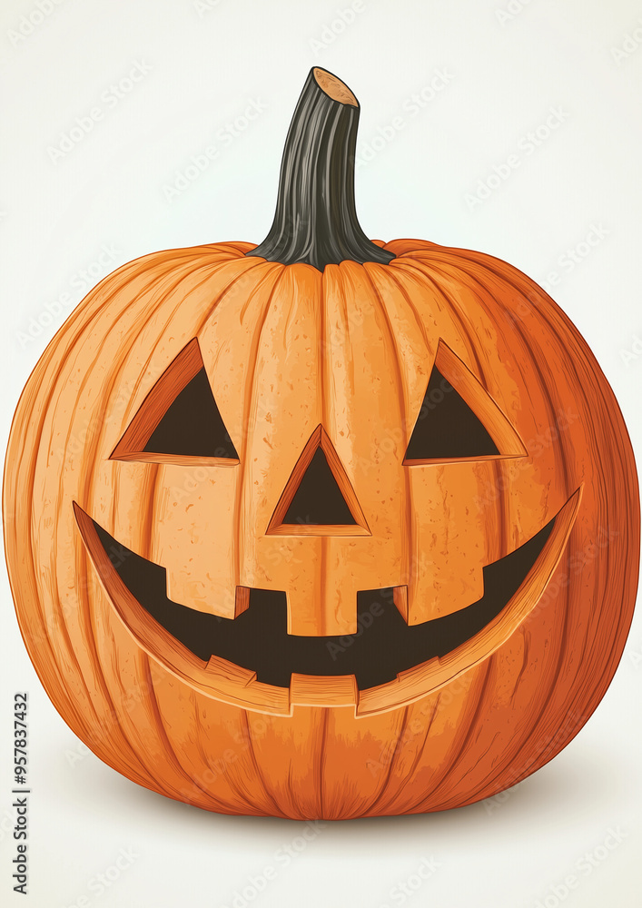 Autumn Horror: Realistic Pumpkin in a Halloween Scene Autumn Horror: Realistic Pumpkin in a Halloween Scene
