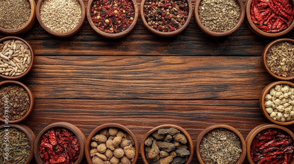 traditional Chinese herbal medicines displayed on a wooden surface. Ingredients include dried roots, leaves, and seeds, symbolizing natural healing, balance, and ancient wisdom traditional Chinese herbal medicines displayed on a wooden surface. Ingredients include dried roots, leaves, and seeds, symbolizing natural healing, balance, and ancient wisdom