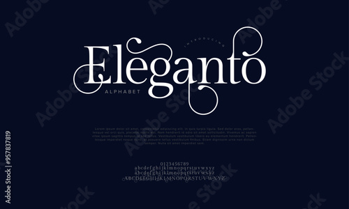 Eleganto typography beauty fashion elegant minimalist serif italic fonts decorative wedding vintage retro logos. Minimal luxury font alphabet logo. Vector illustration