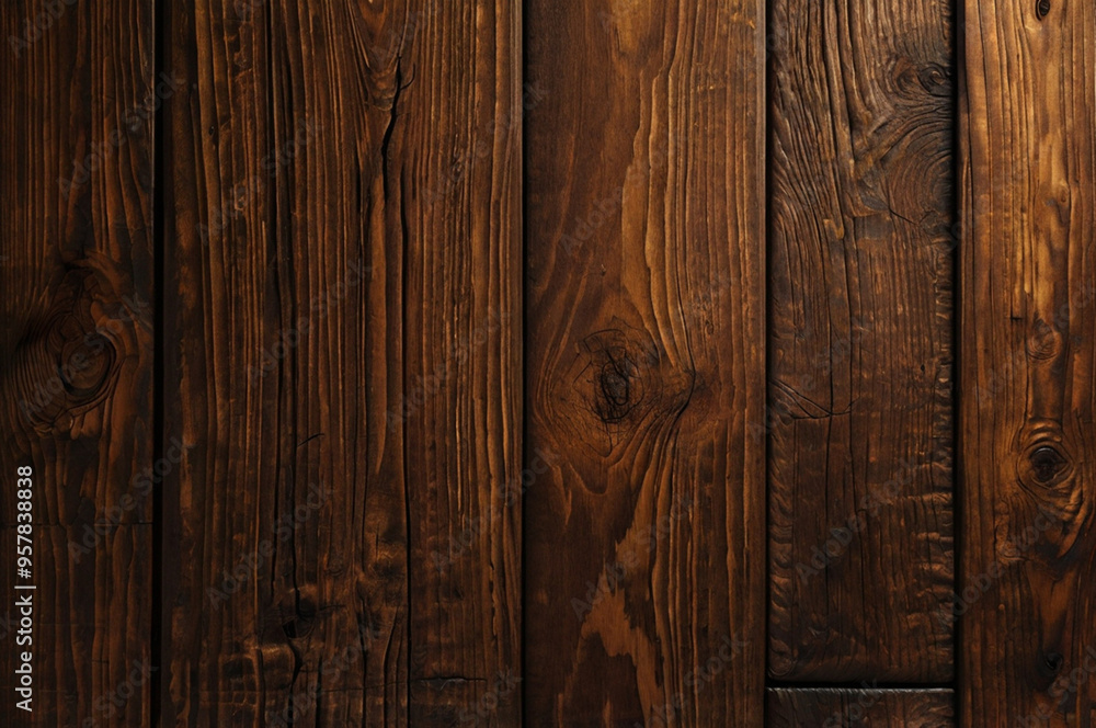 Realistic wood wall with rich brown tones, detailed grain, and warm lighting, creating an inviting ambiance. Realistic wood wall with rich brown tones, detailed grain, and warm lighting, creating an inviting ambiance.