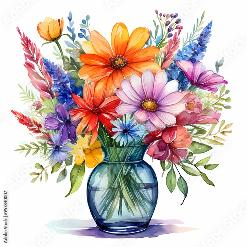 bouquet of vibrant flowers in a vase