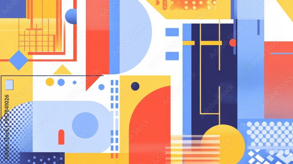 Obraz premium Modern geometric patterns merge form and function, offering a fresh take on material design for stylish visuals.