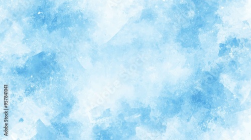 A serene blue winter watercolor background, featuring soft textures and a snowy sky for a tranquil atmosphere.