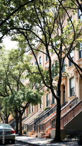 Wallpaper Mural Urban Row Houses with Lush Greenery Torontodigital.ca