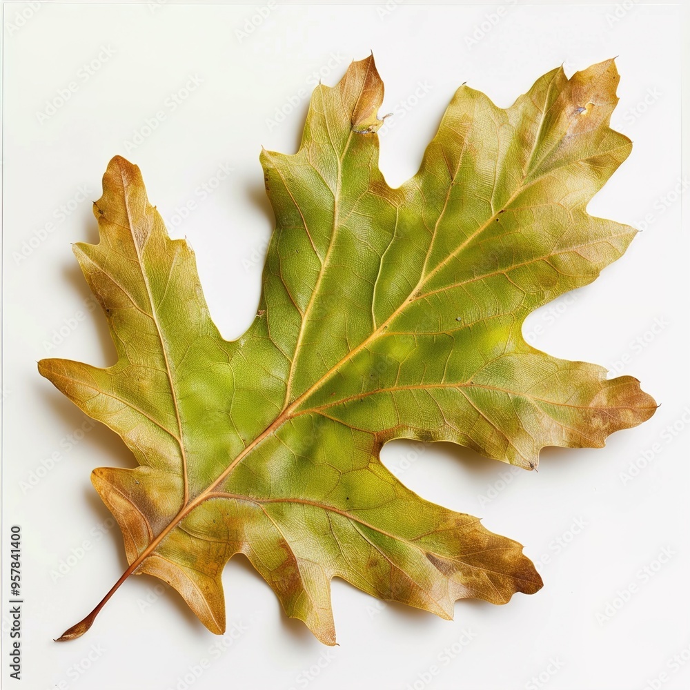 Fototapeta premium An oak leaf isolated on white background 