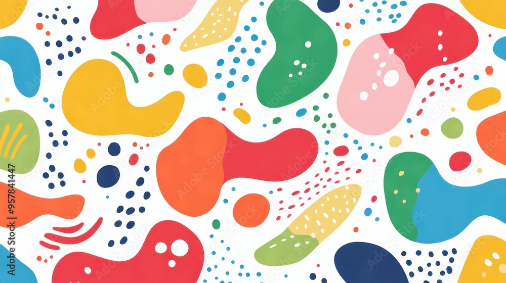 Explore vibrant abstract patterns filled with fun shapes and colors, perfect for a trendy brochure cover design. Explore vibrant abstract patterns filled with fun shapes and colors, perfect for a trendy brochure cover design.