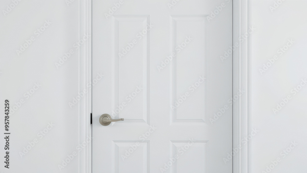 White Interior Door with Silver Handle White Interior Door with Silver Handle