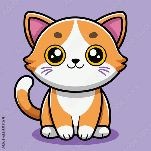 cute cat cartoon kids clipart vector icon illustration 