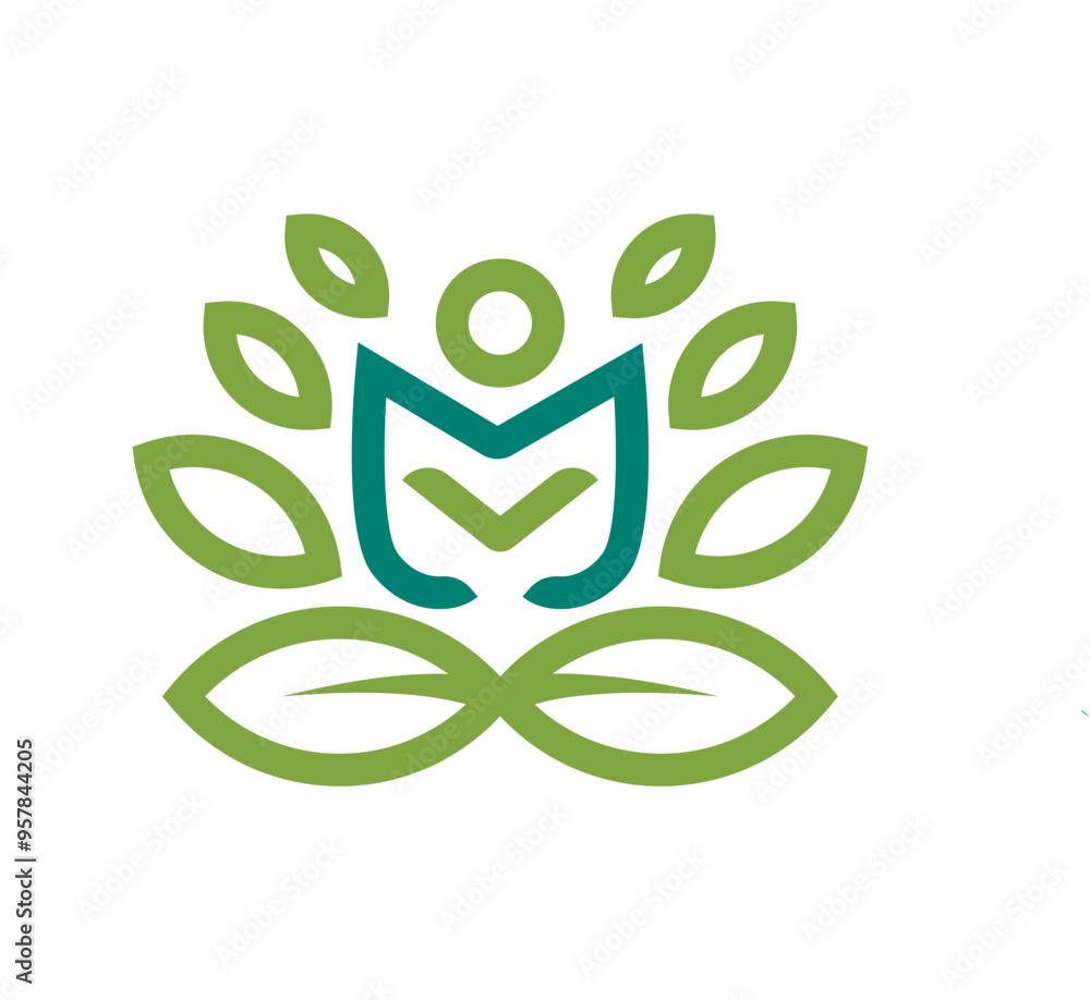Letter M meditation logo illustration design Letter M meditation logo illustration design