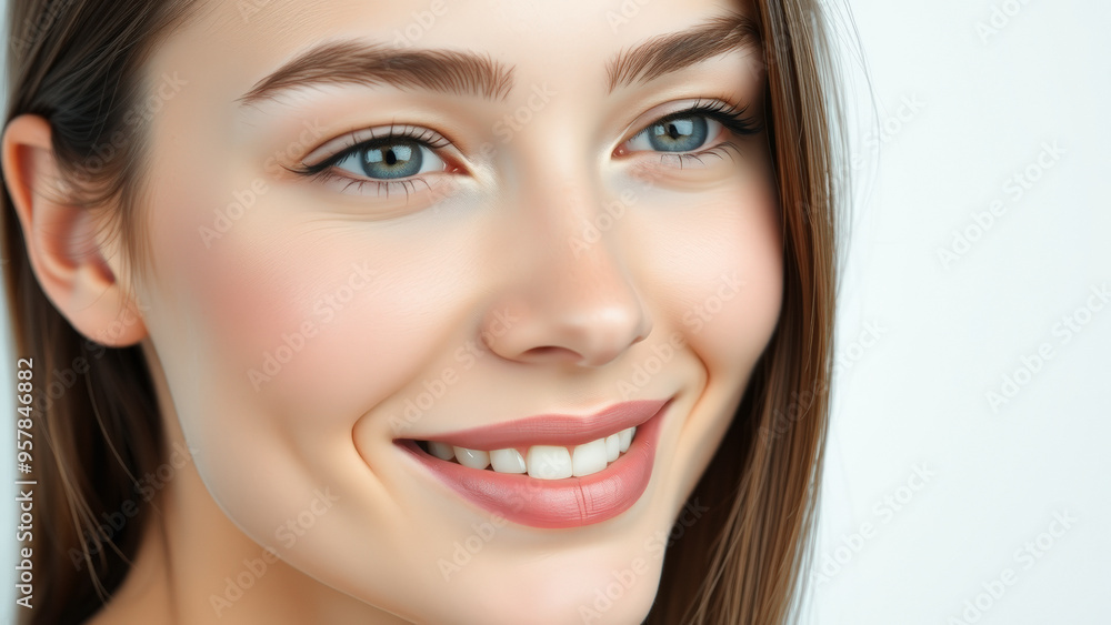 Close-up portrait of a beautiful woman with a bright smile Close-up portrait of a beautiful woman with a bright smile