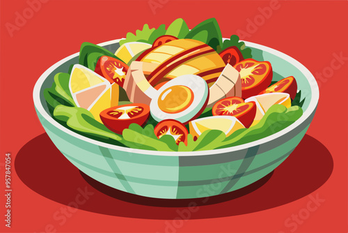 A Bowl of Vegetable Salad vector design