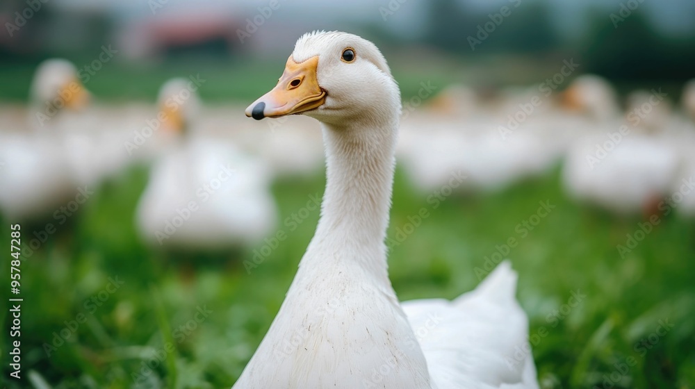 Peaceful organic poultry farm with ducks swimming in a scenic pond surrounded by lush green meadows and pastures showcasing the beauty of multi species farming and sustainable agriculture Peaceful organic poultry farm with ducks swimming in a scenic pond surrounded by lush green meadows and pastures showcasing the beauty of multi species farming and sustainable agriculture
