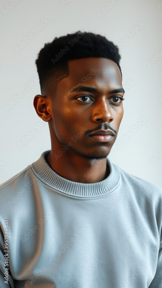 Portrait of a young man with a serious expression Portrait of a young man with a serious expression