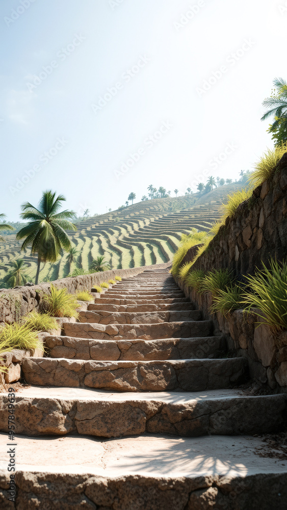 Stone Steps Leading Up to Rice Terraces Stone Steps Leading Up to Rice Terraces