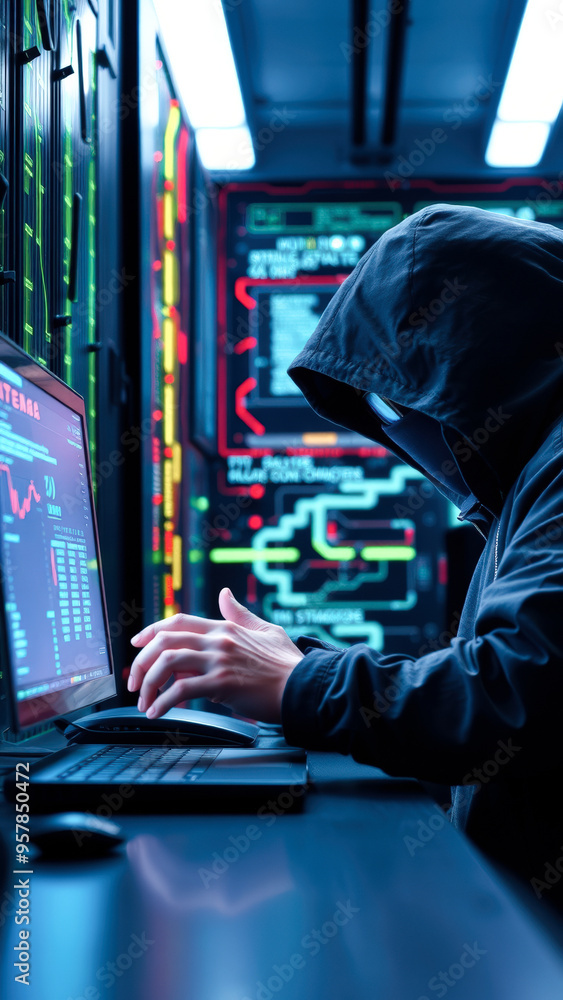 Obraz premium Hacker in a Dark Room