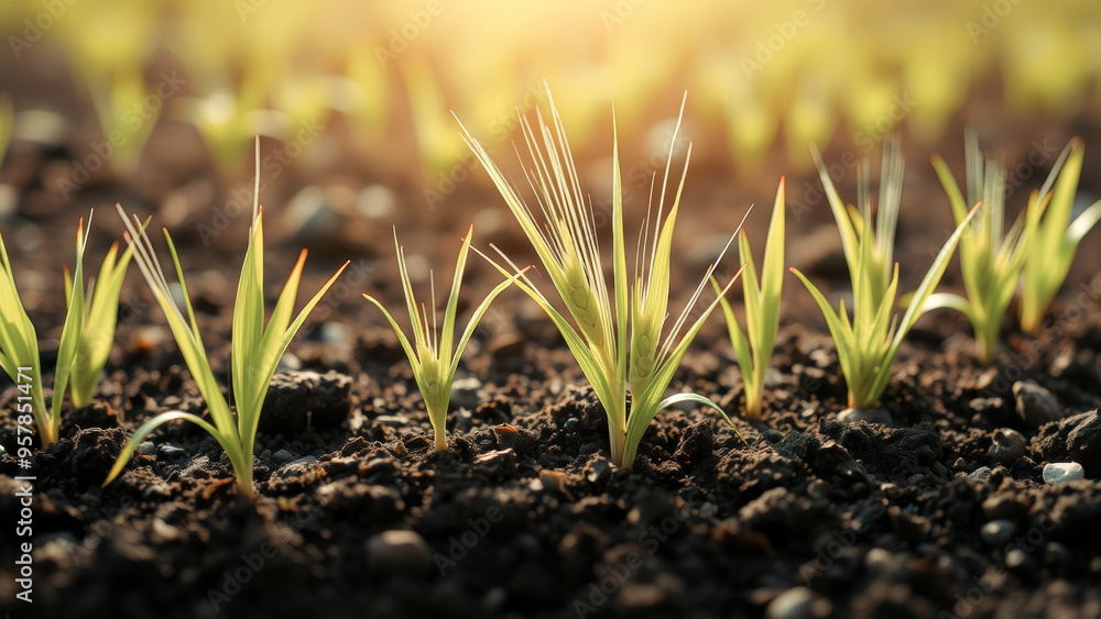 Young Green Plants Growing in Soil Young Green Plants Growing in Soil