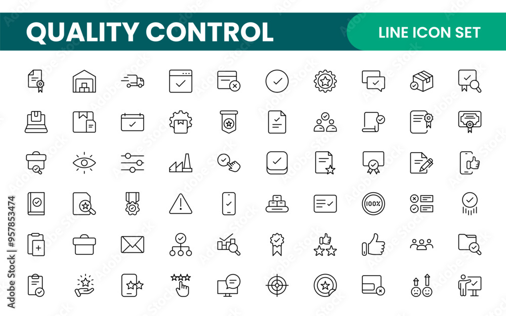 Quality Control line icon set. Included the icons as inspect, QA, qualify, quality control, check, verify, and more. Quality Control line icon set. Included the icons as inspect, QA, qualify, quality control, check, verify, and more.