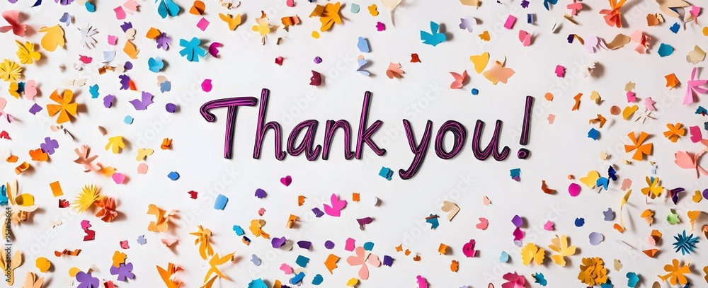 Bold 'Thank You!' on a Canvas of Confetti Bold 'Thank You!' on a Canvas of Confetti