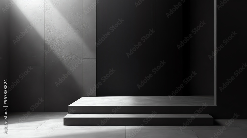 Two-Step Concrete Platform with Sunlight and Shadow Two-Step Concrete Platform with Sunlight and Shadow