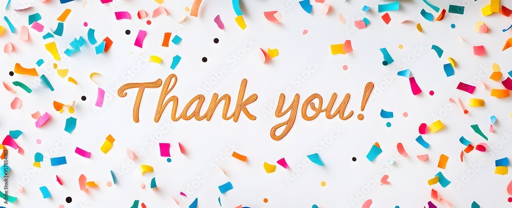 Bold 'Thank You!' on a Canvas of Confetti Bold 'Thank You!' on a Canvas of Confetti