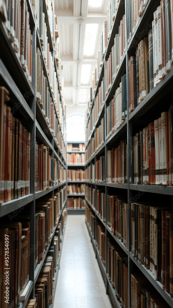Fototapeta premium Aisle of Books in a Library