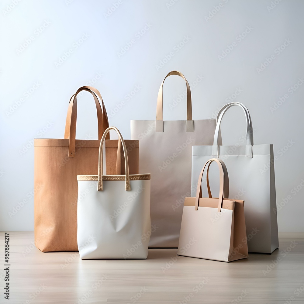 A collection of five stylish tote bags. perfect for showcasing your brand or products. A collection of five stylish tote bags. perfect for showcasing your brand or products.