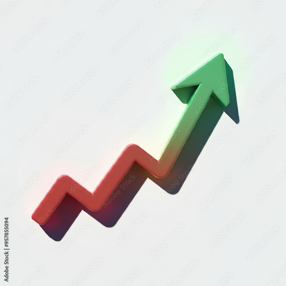 3d icon, the arrow going up, pointing up, isolated background 3d icon, the arrow going up, pointing up, isolated background
