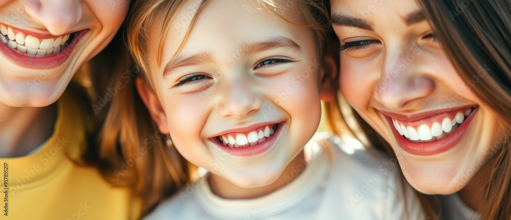Fototapeta premium Happy Family Portrait with Close-Up Smiling Faces