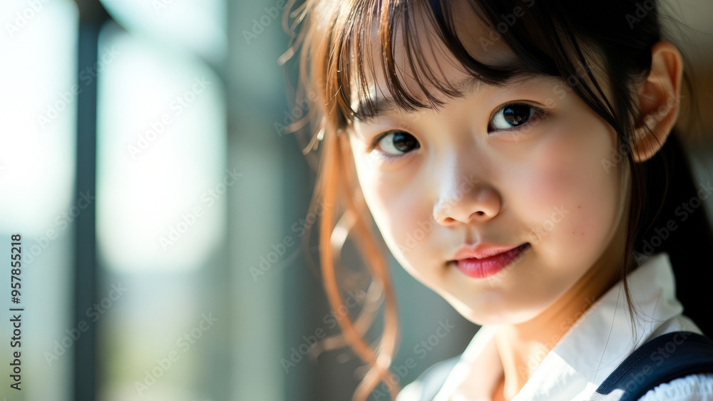 Close-up Portrait of Young Asian Girl with Soft Focus Background Close-up Portrait of Young Asian Girl with Soft Focus Background