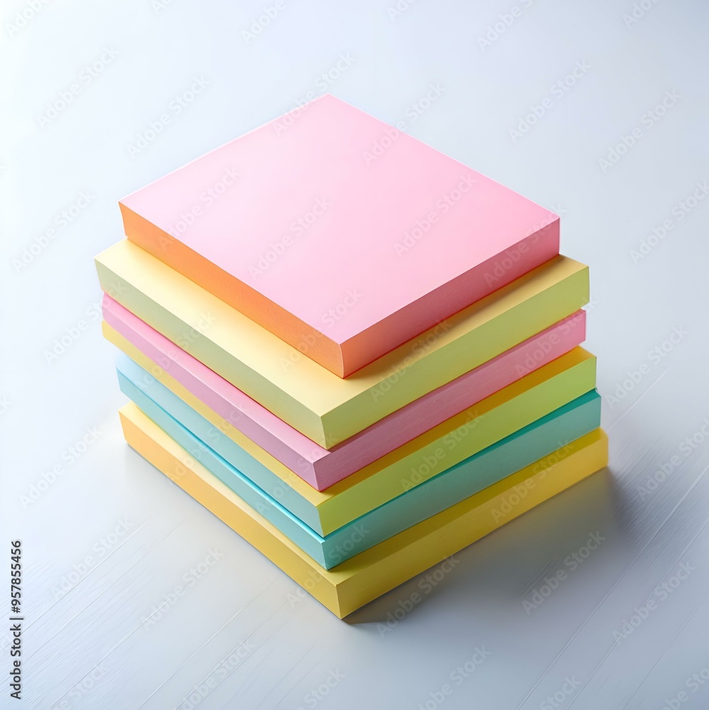 A stack of colorful sticky notes in pink. yellow. and blue. perfect for adding a pop of color to your projects or notes. A stack of colorful sticky notes in pink. yellow. and blue. perfect for adding a pop of color to your projects or notes.