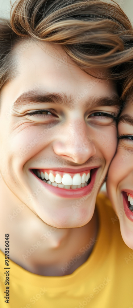 Close-up of a Man and a Woman Smiling