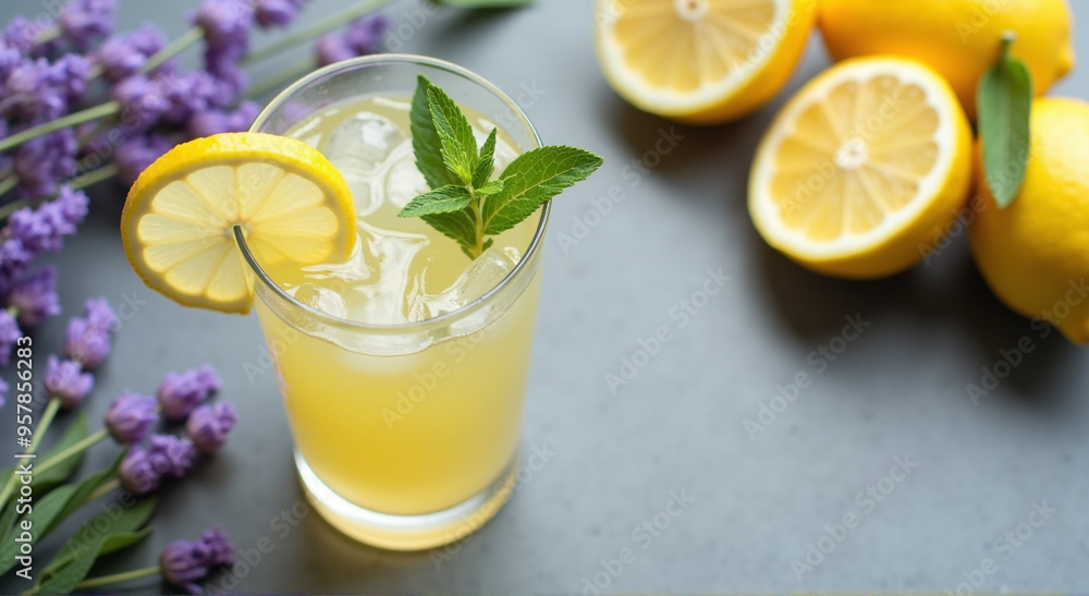 Fototapeta premium lemonade with lemon