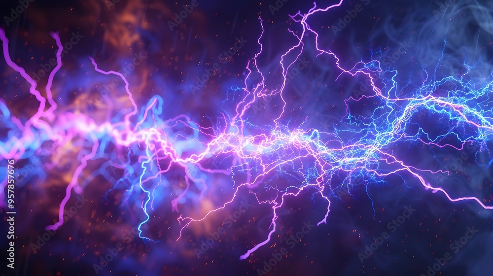 Blue and purple electric lighting, abstract electrical background Blue and purple electric lighting, abstract electrical background