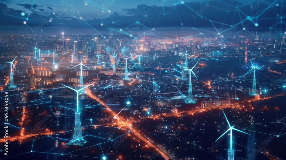 Next Gen Sustainable Energy Grid Futuristic Energy Grid With