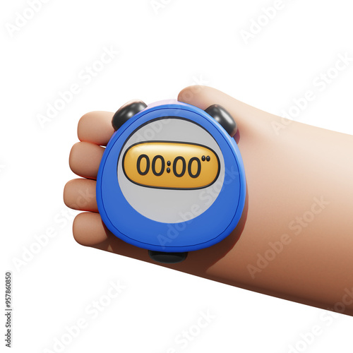 Isolated 3D Blue Stopwatch
