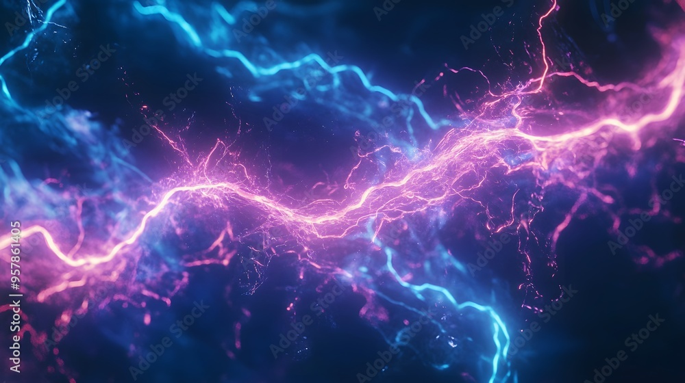 Blue and purple electric lighting, abstract electrical background Blue and purple electric lighting, abstract electrical background