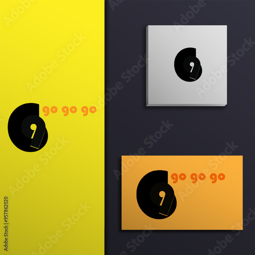 Logo icon creative modern design number 9 simple monologue eps 10