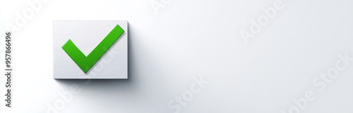 Green Checkmark in White Box and Empty Rectangle, Vector Design, Green Color Palette, White Background