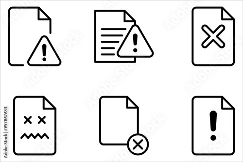 File error icon set. no data available icon on white background