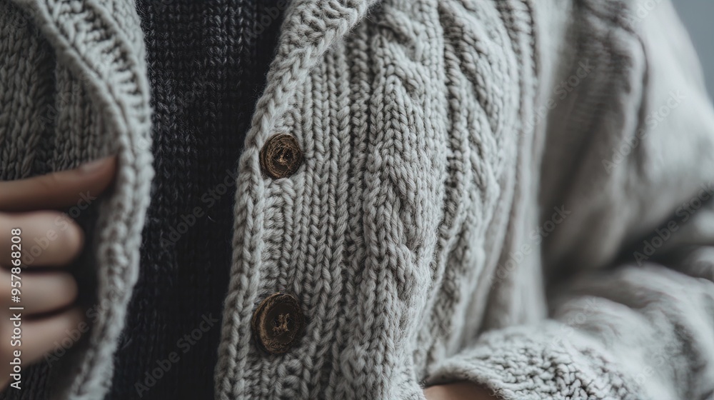 Eco-Friendly Knitted Vest in Natural Grey - Perfect Wall Art for Sports Interiors, Showcasing Recycled Wool with Subtle Textured Pattern