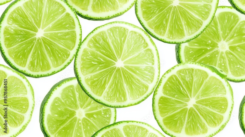 Many lime slices on whole background, lemon slices on a scattered on a background, wallpaper background Many lime slices on whole background, lemon slices on a scattered on a background, wallpaper background