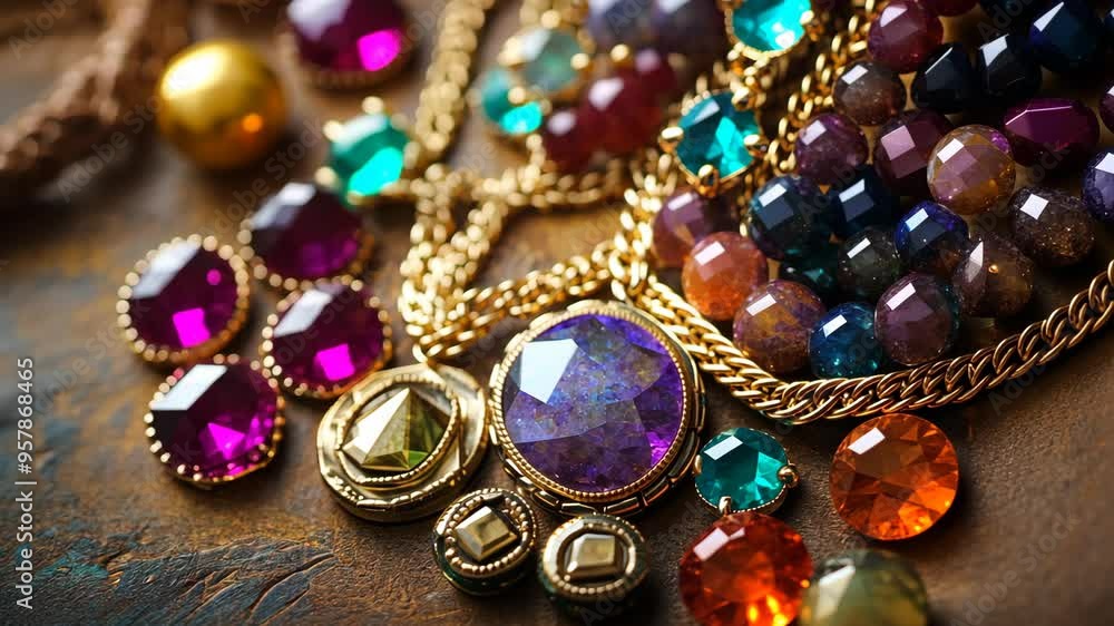 Discover exquisite jewelry designs featuring colorful gemstones and intricate craftsmanship displayed on a rustic surface Discover exquisite jewelry designs featuring colorful gemstones and intricate craftsmanship displayed on a rustic surface