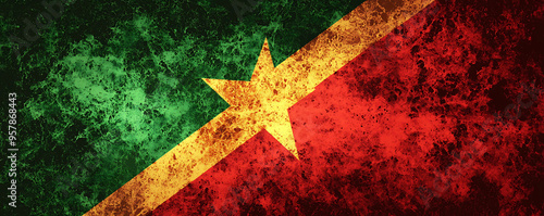 Grunge Style Burkina Faso Flag with Textured Background photo